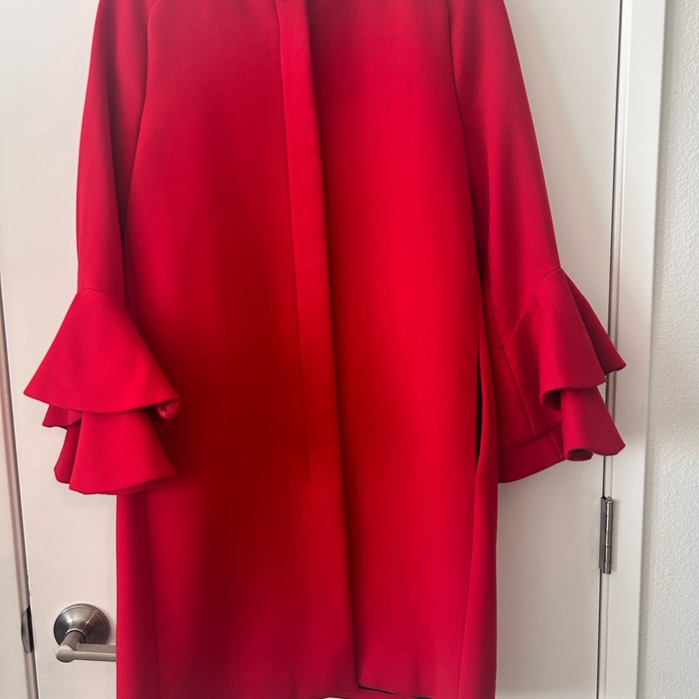 Elegant Red Ruffle Sleeve Dress